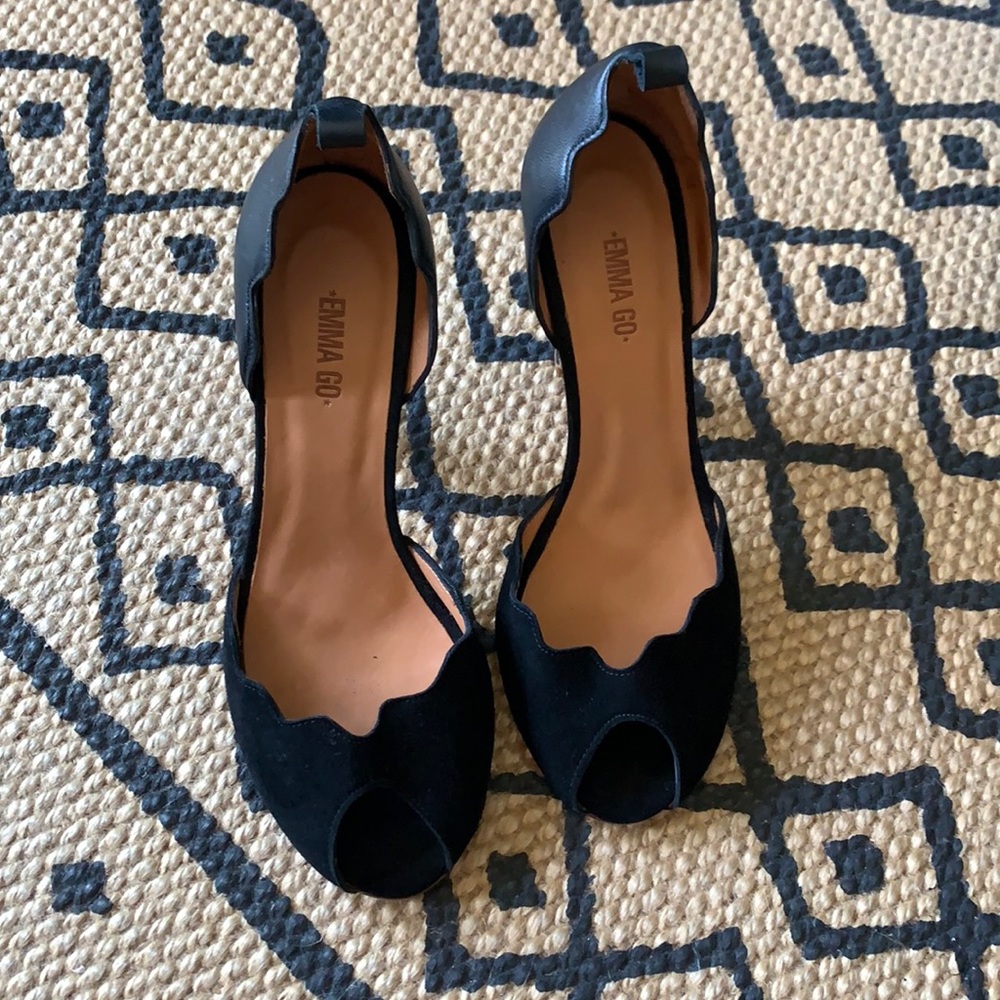 Black Leather anthro heels, Size 9
